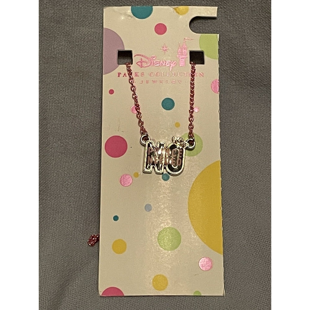 NEW Walt Disney Parks Jewerly Collection "No Prince Needed" Necklace Black/Pink‎